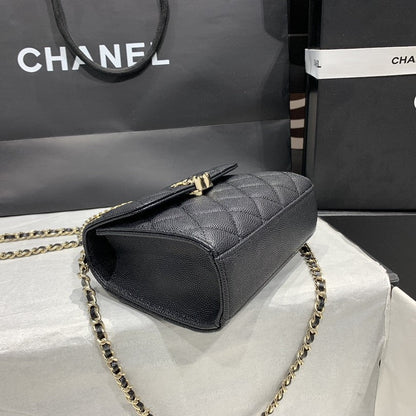 Sac à rabat 23P 15cm Caviar noir Quincaillerie dorée
