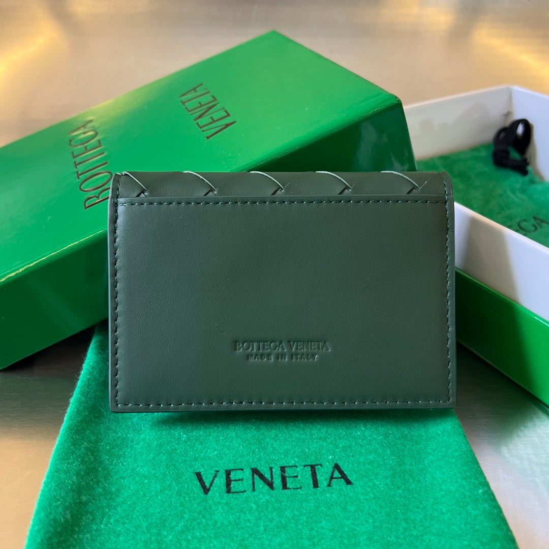 ÉTUI À CARTES EN CUIR DE VEAU INTRECCIATO BUSINESS 11 VERT ÉMERAUDE