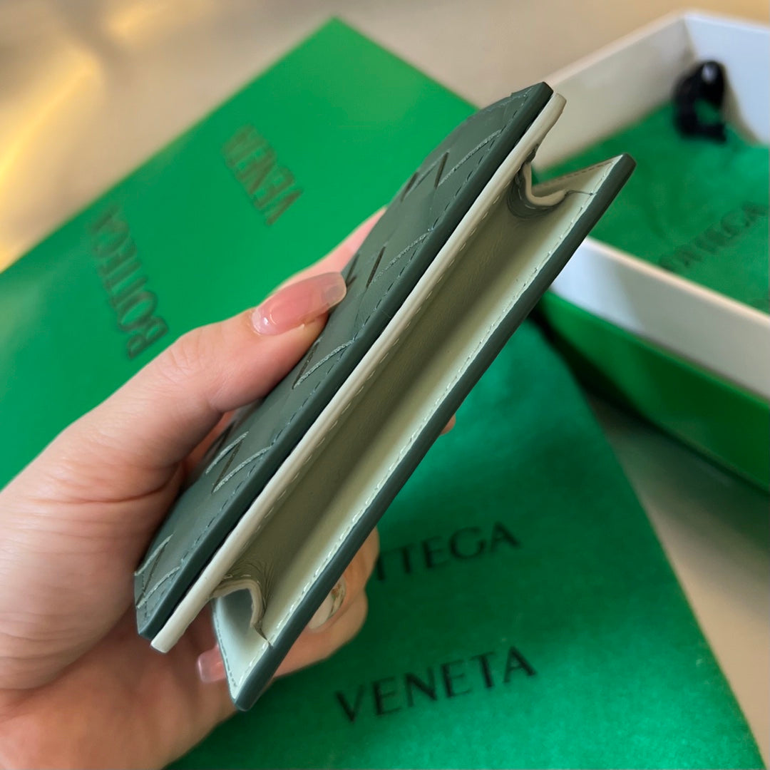 ÉTUI À CARTES EN CUIR DE VEAU INTRECCIATO BUSINESS 11 VERT ÉMERAUDE