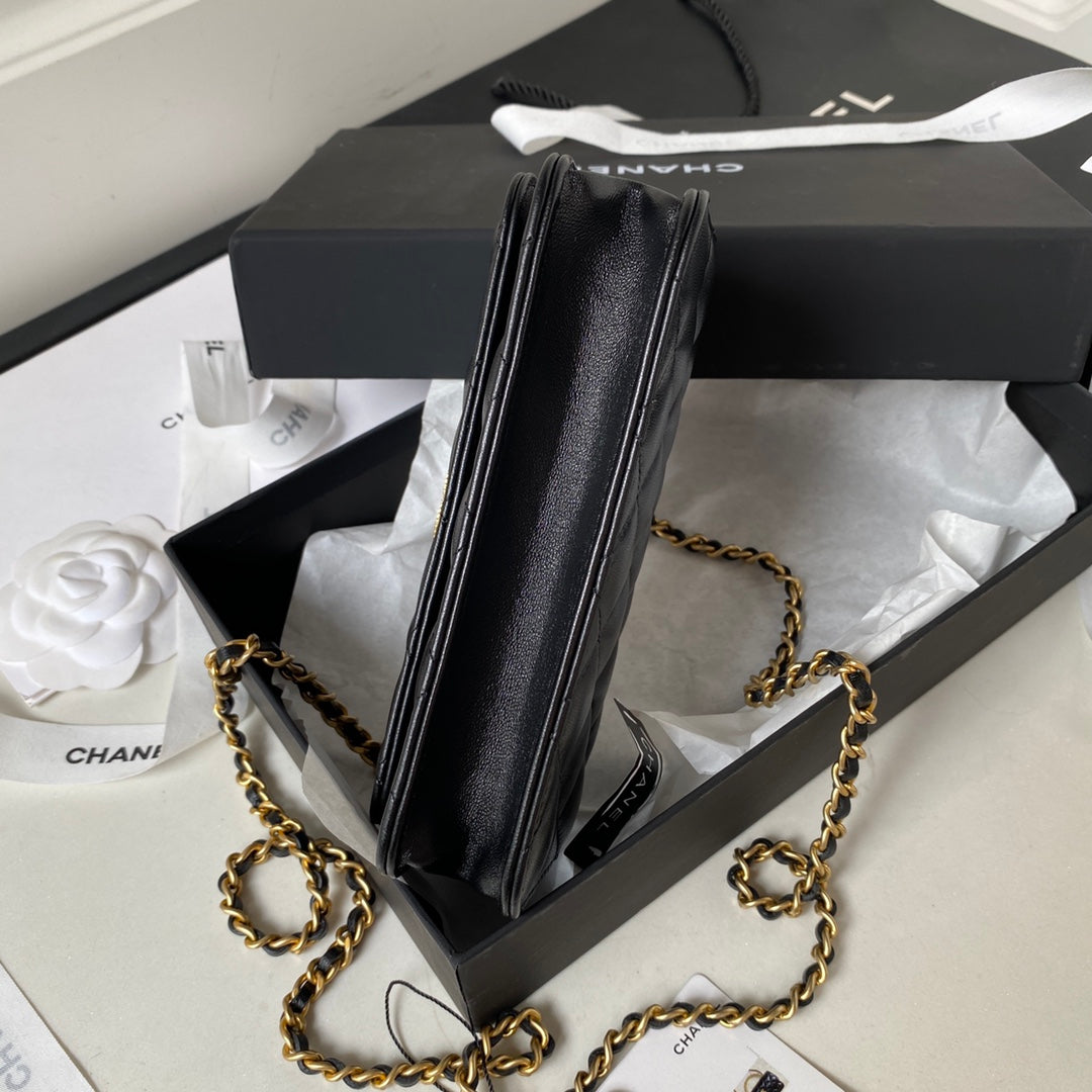 SAC CC MINI 17 EN CUIR DE VEAU NOIR, ACCESSOIRES DORÉS