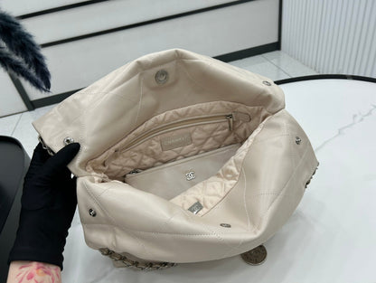 SAC À MAIN CC MEDIUM 37 EN PEAU DE VEAU CRÈME BEIGE ACCASTILLAGE ARGENTÉ