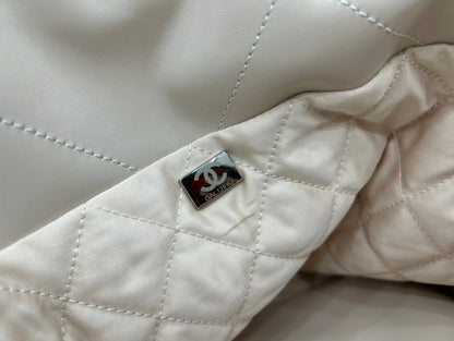 SAC À MAIN CC MEDIUM 37 EN PEAU DE VEAU CRÈME BEIGE ACCASTILLAGE ARGENTÉ
