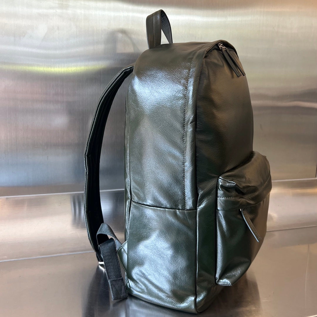 SAC À DOS EN PEAU D'AGNEAU VERT FONCÉ MOYEN ARCHETYPE 46