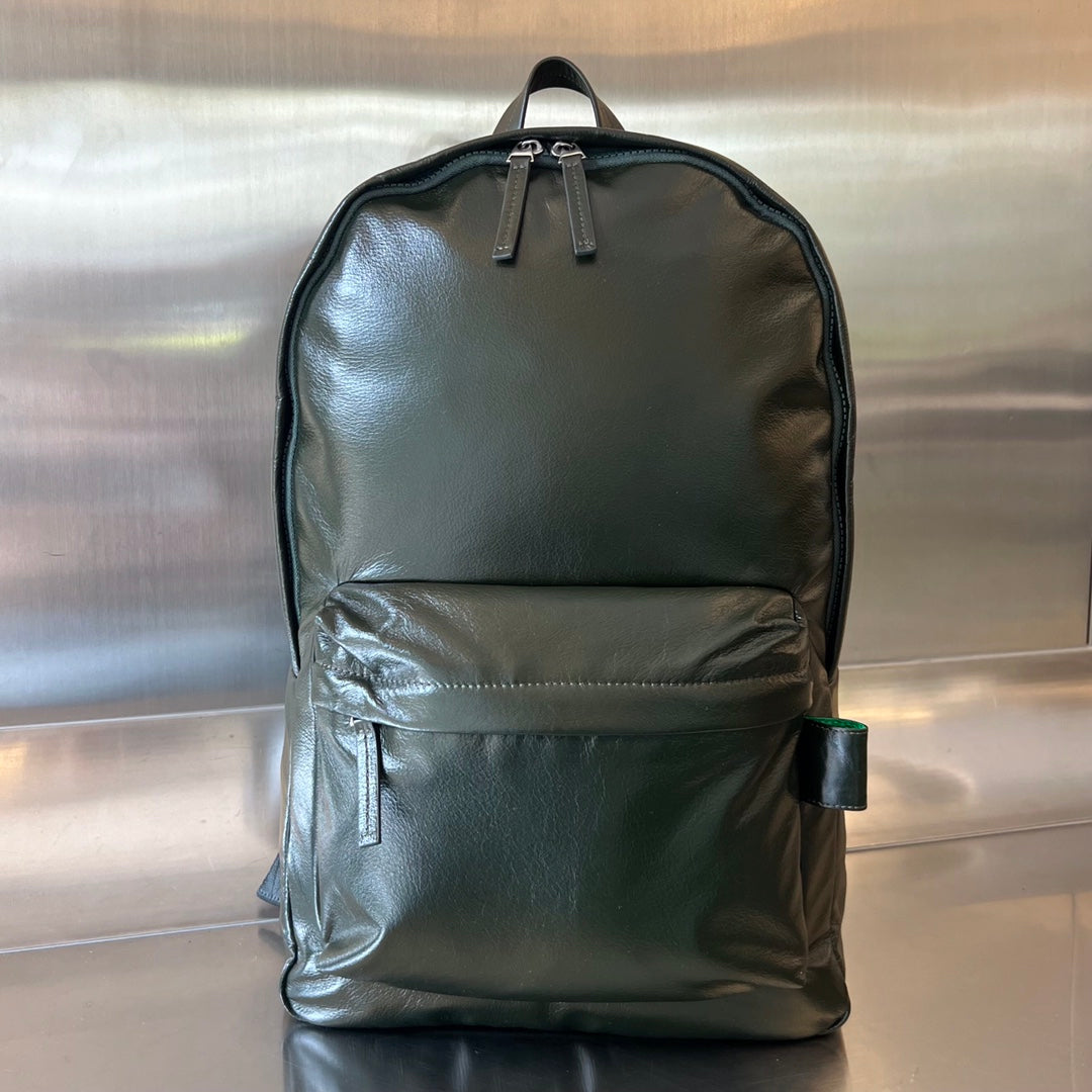SAC À DOS EN PEAU D'AGNEAU VERT FONCÉ MOYEN ARCHETYPE 46