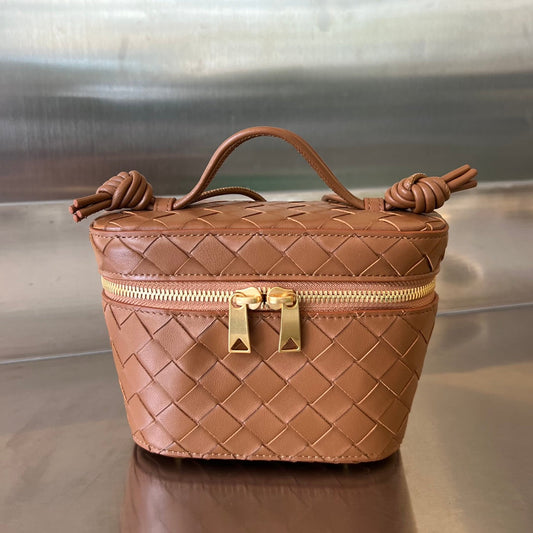 MINI VANITY CASE 18 EN PEAU D'AGNEAU BRUN CANNELLE