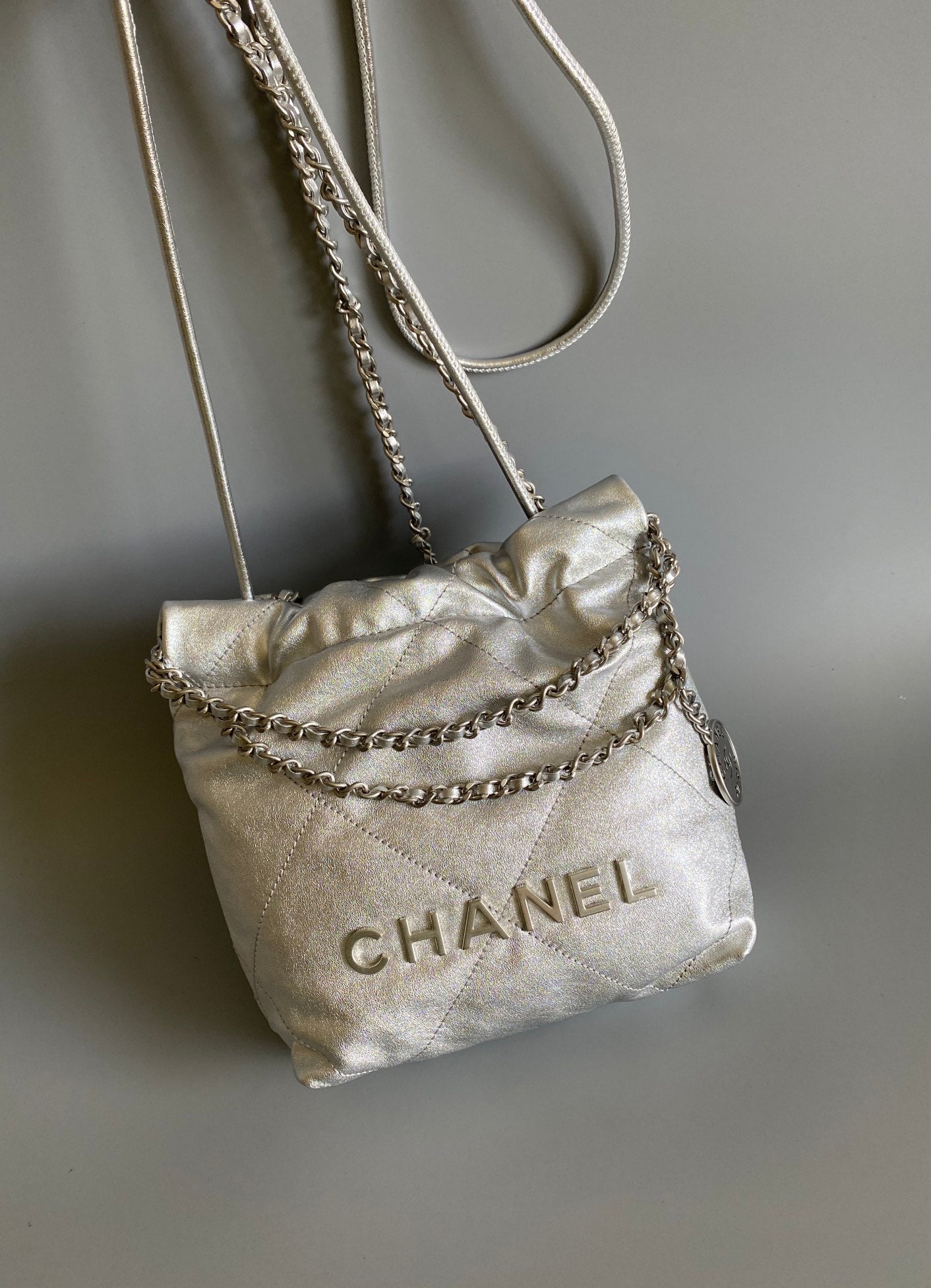 CC HOBO MINI 20CM AGNEAU ARGENTÉ