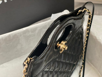 SAC SHOPPING CC MINI 23 EN CUIR DE VEAU LUSTRÉ NOIR