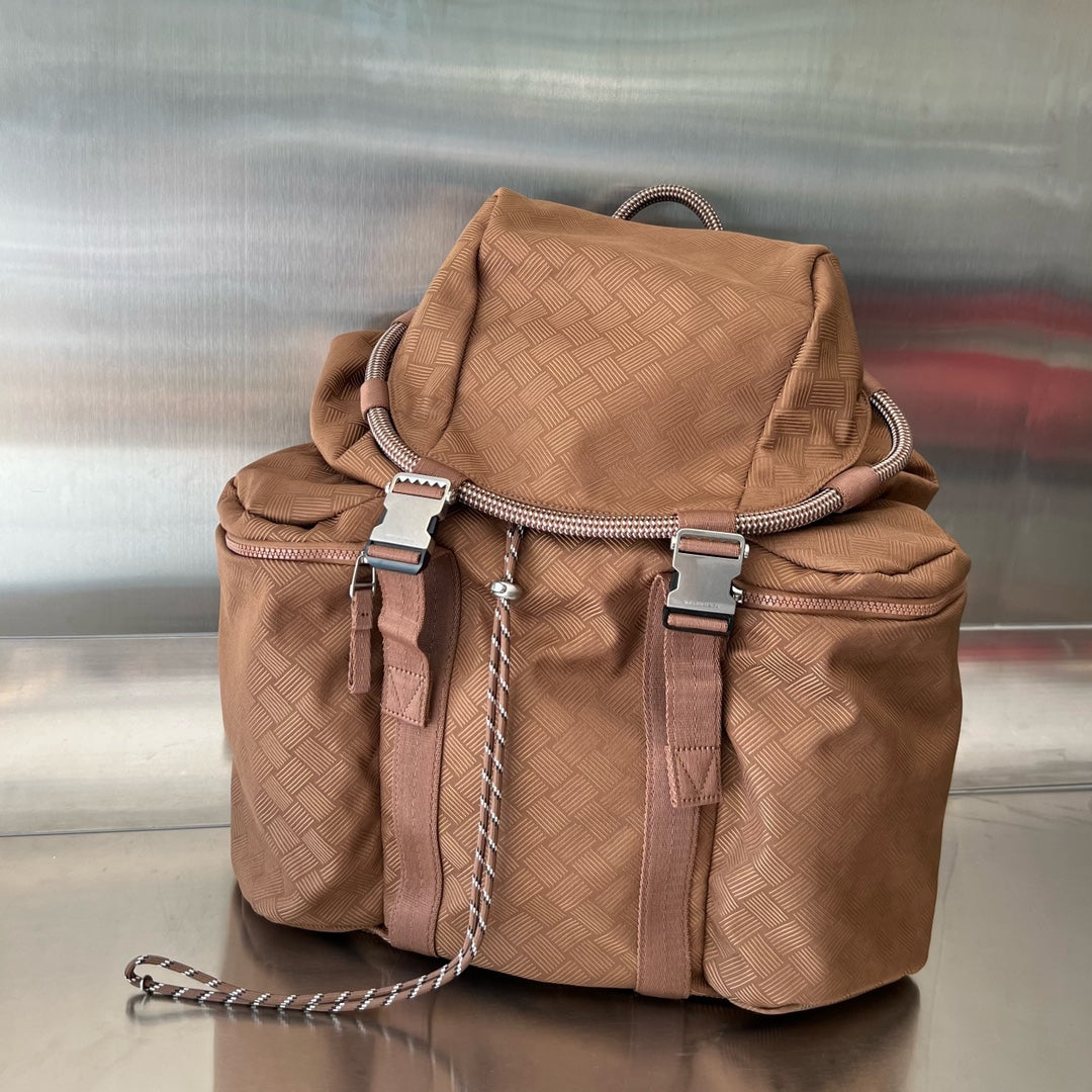 SAC À DOS ALTO 42 EN TISSU JACQUARD BRUN ROUX