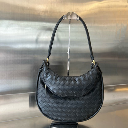 SAC À MAIN GEMELLI TAILLE MOYENNE EN CUIR D'AGNEAU NOIR