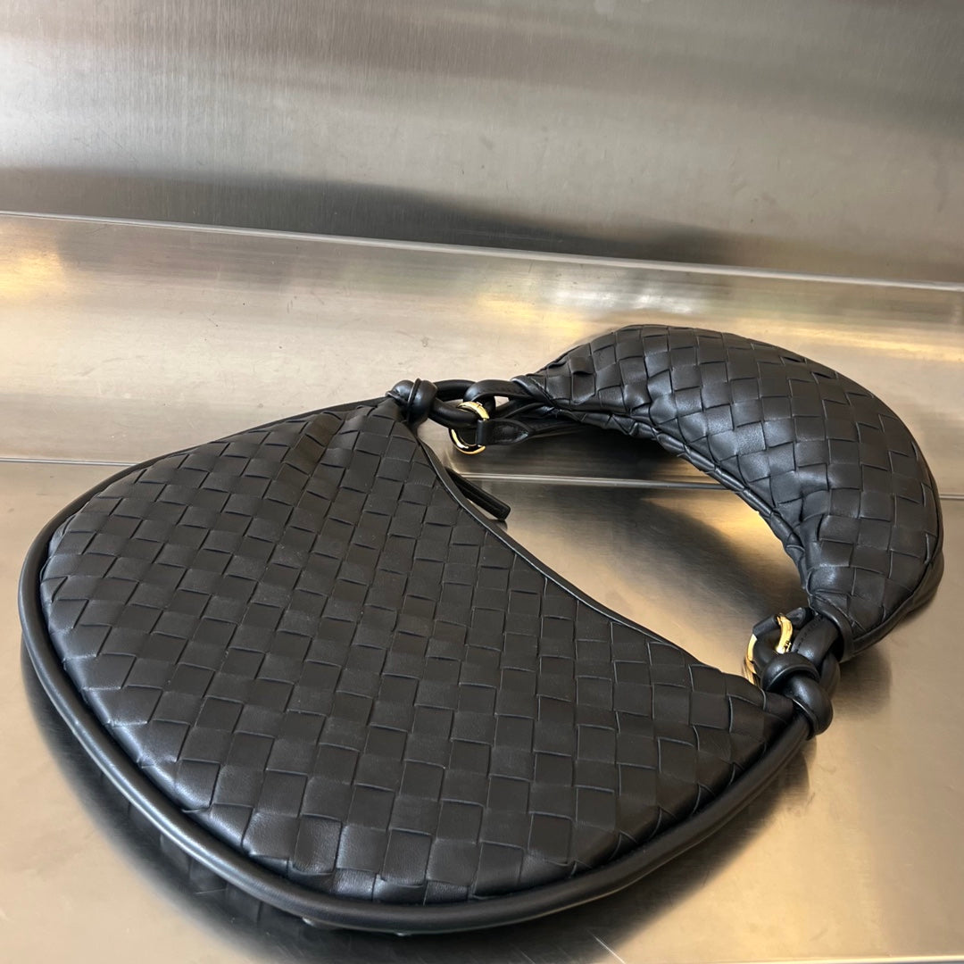 SAC À MAIN GEMELLI TAILLE MOYENNE EN CUIR D'AGNEAU NOIR