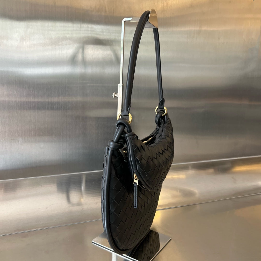 SAC À MAIN GEMELLI TAILLE MOYENNE EN CUIR D'AGNEAU NOIR