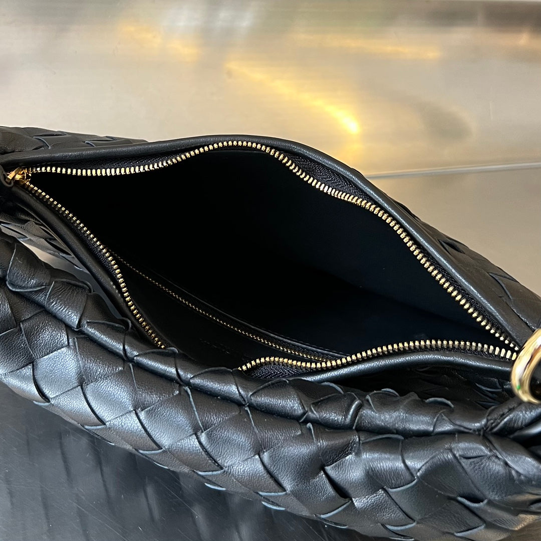 SAC À MAIN GEMELLI TAILLE MOYENNE EN CUIR D'AGNEAU NOIR