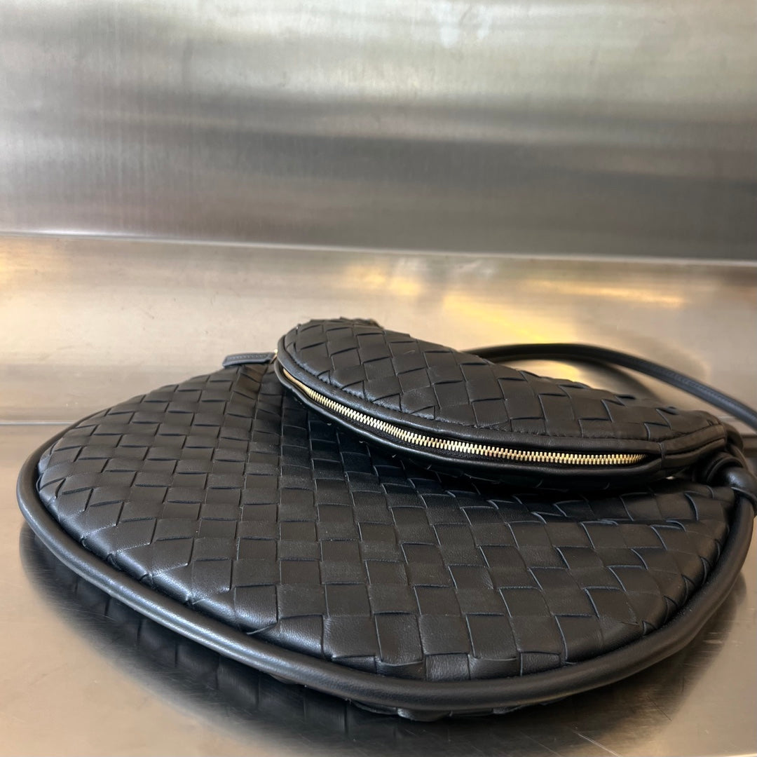 SAC À MAIN GEMELLI TAILLE MOYENNE EN CUIR D'AGNEAU NOIR