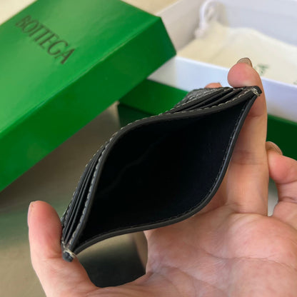 PORTE-CARTES INTRECCIATO 10 EN CUIR D'AGNEAU NOIR