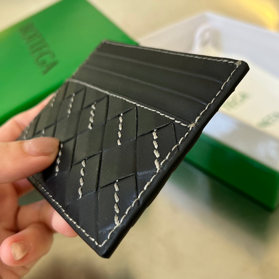 PORTE-CARTES INTRECCIATO 10 EN CUIR D'AGNEAU NOIR