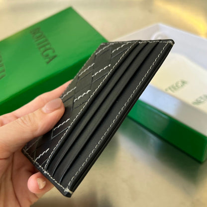 PORTE-CARTES INTRECCIATO 10 EN CUIR D'AGNEAU NOIR