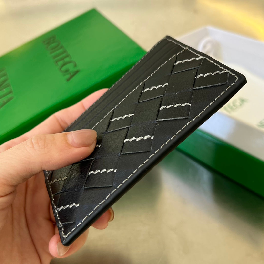 PORTE-CARTES INTRECCIATO 10 EN CUIR D'AGNEAU NOIR