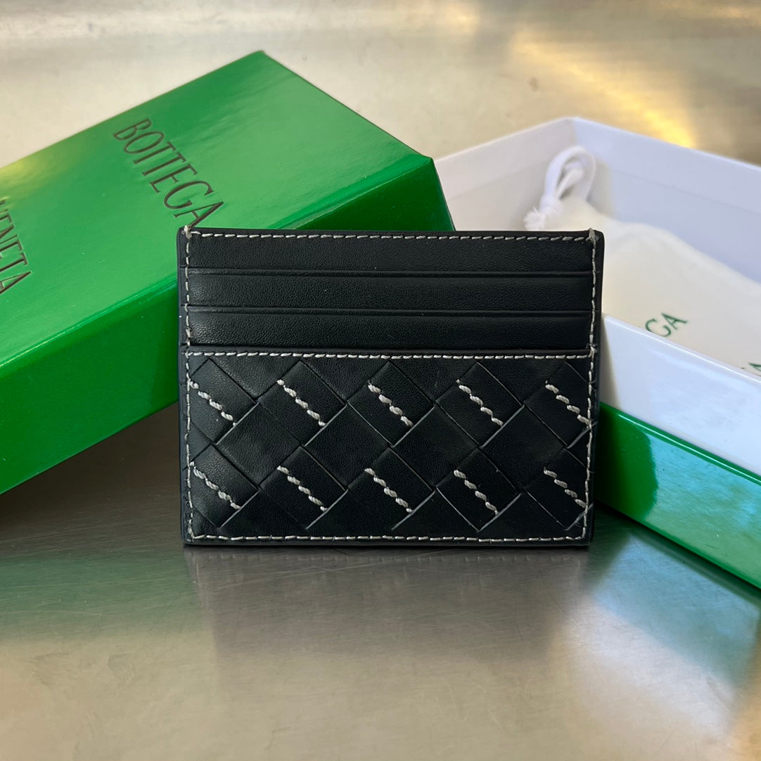 PORTE-CARTES INTRECCIATO 10 EN CUIR D'AGNEAU NOIR