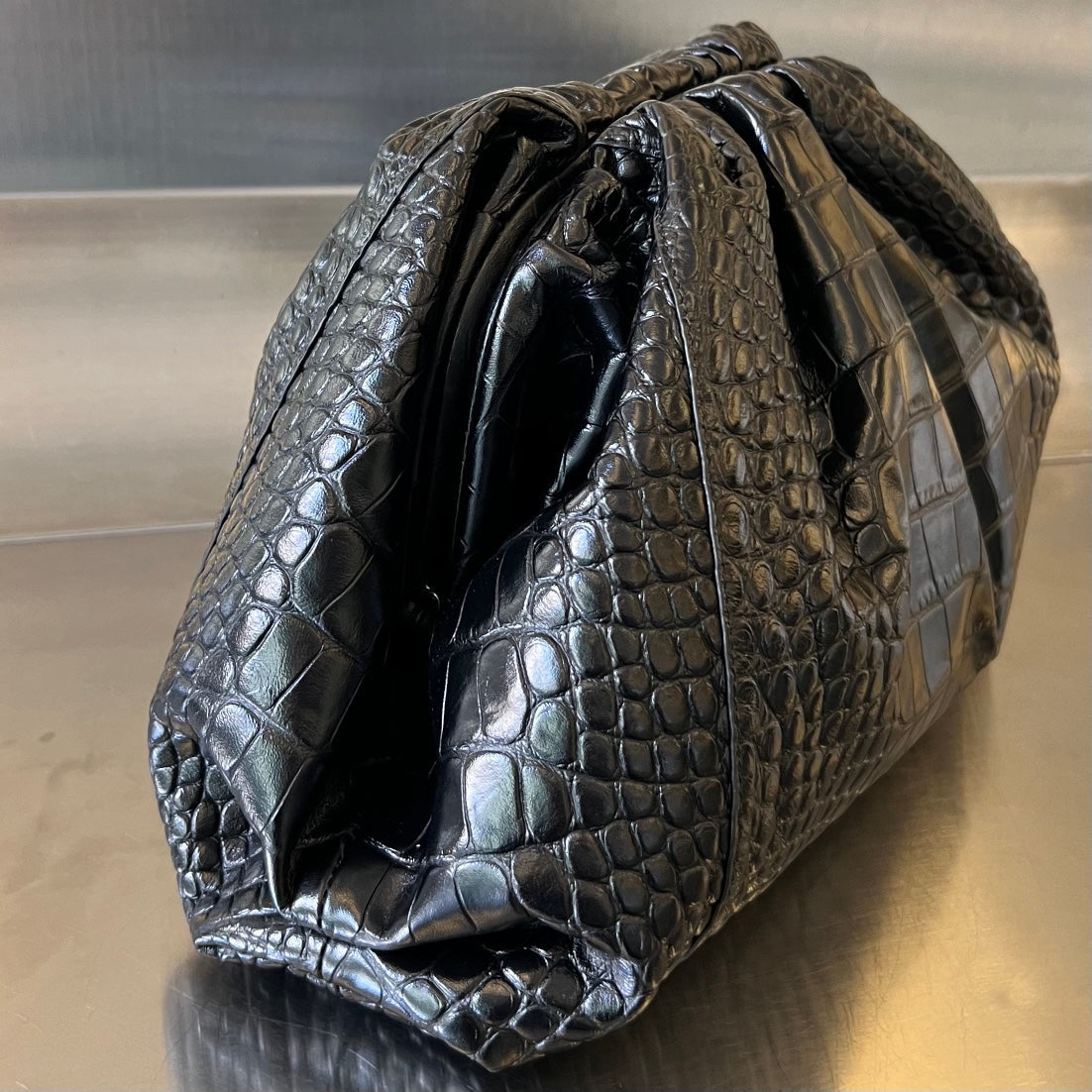 Pochette Classique 40cm Cuir de Veau Noir