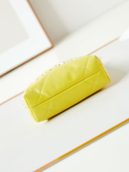 SAC HOBO CC MINI 20 EN CUIR DE VEAU BLANC MÉLANGE JAUNE CLAIR