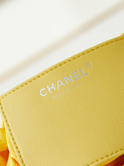 SAC HOBO CC MINI 20 EN CUIR DE VEAU BLANC MÉLANGE JAUNE CLAIR