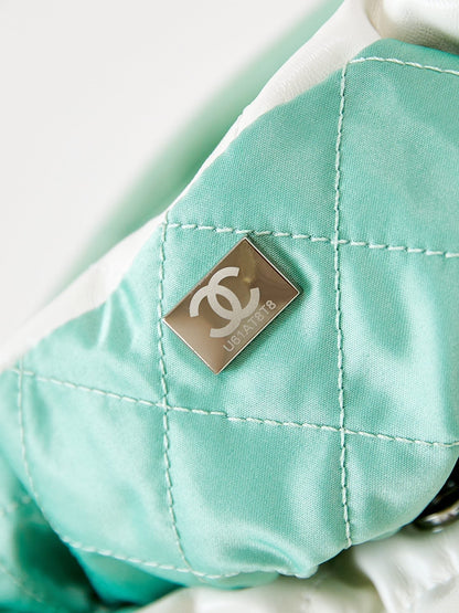 SAC HOBO CC MINI 20 EN CUIR DE VEAU BLANC MIX VERT CLAIR