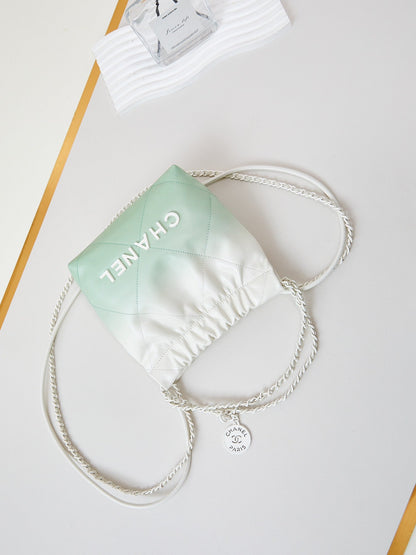 SAC HOBO CC MINI 20 EN CUIR DE VEAU BLANC MIX VERT CLAIR