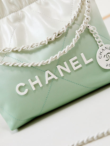 SAC HOBO CC MINI 20 EN CUIR DE VEAU BLANC MIX VERT CLAIR