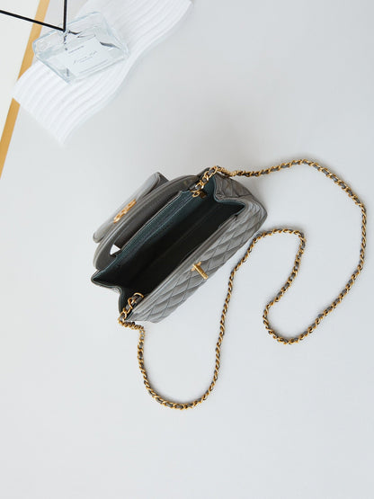 SAC SHOPPING CC KELLY MINI 19 EN CUIR DE VEAU MARRON BOIS
