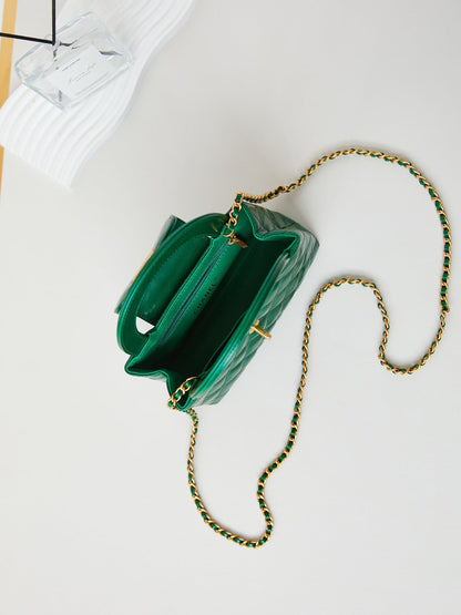 SAC SHOPPING CC KELLY MINI 19 EN CUIR DE VEAU VERT FORÊT
