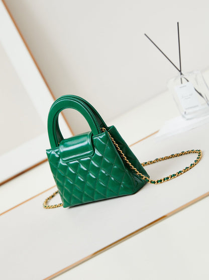 SAC SHOPPING CC KELLY MINI 19 EN CUIR DE VEAU VERT FORÊT