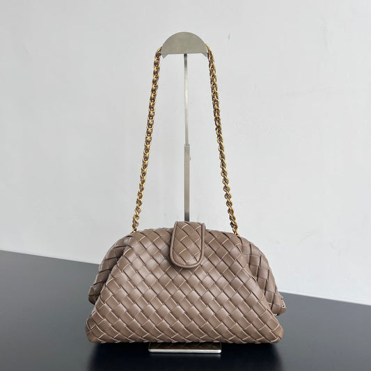 LAUREN 1980 SAC 31 EN PEAU D'AGNEAU MARRON BOIS ANSE DORÉE