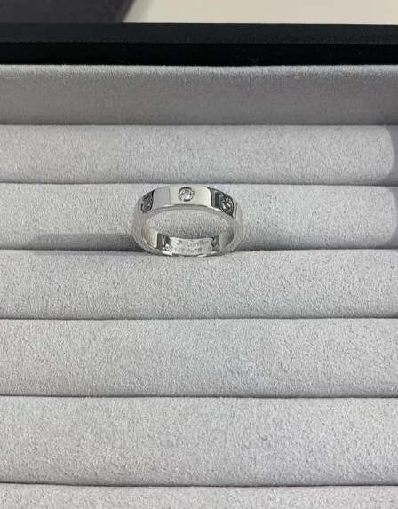 [Shinejoy]LOVE RING 4MM 1 DIAMOND SILVER