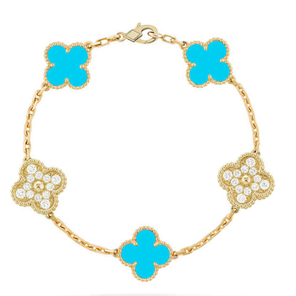 [Shinejoy] CLOVER 5 MOTIF TURQUOISE BRACELET COLLECTION