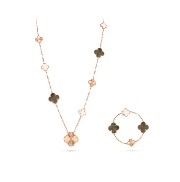 [Shinejoy]DETACHABLE CLOVER 15(11+4) FLOWER SILVER NECKLACE SET