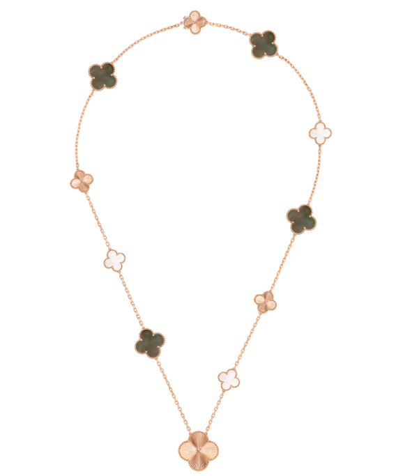[Shinejoy]DETACHABLE CLOVER 15(11+4) FLOWER SILVER NECKLACE SET