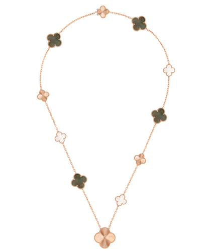 [Shinejoy]DETACHABLE CLOVER 15(11+4) FLOWER SILVER NECKLACE SET