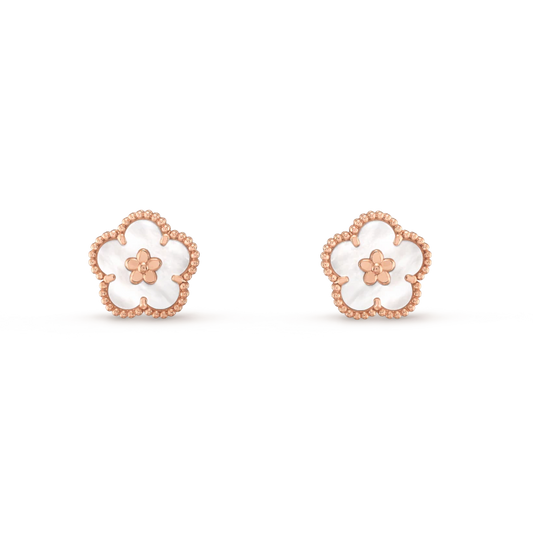 [Shinejoy]LUCKY PINK GOLD WHITE MOP EARRINGS