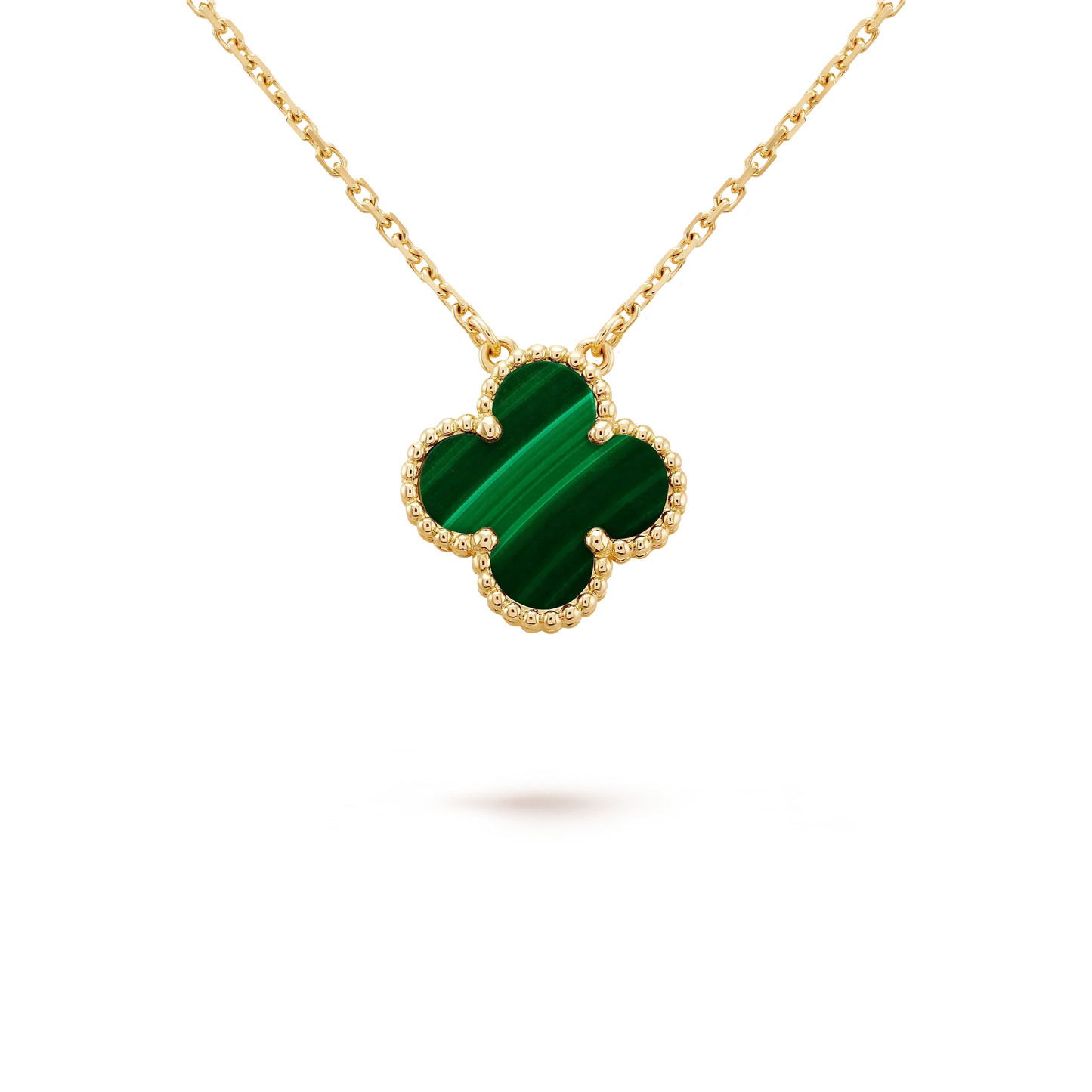 [Shinejoy]CLOVER 15MM MALACHITE SINGLE FLOWER  NECKLACE