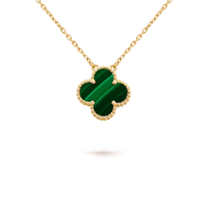 [Shinejoy]CLOVER 15MM MALACHITE SINGLE FLOWER  NECKLACE
