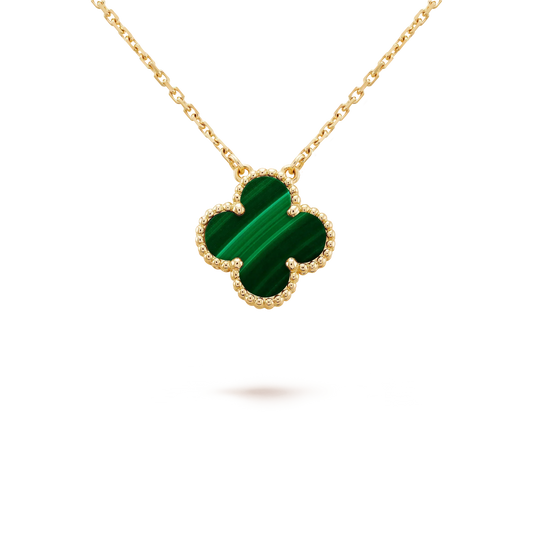 [Shinejoy]CLOVER 15MM MALACHITE SINGLE FLOWER  NECKLACE