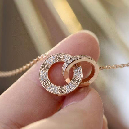 [Shinejoy]LOVE 7.6MM NECKLACE Shinejoy GOLD AND SILVER  FULL DIAMOND