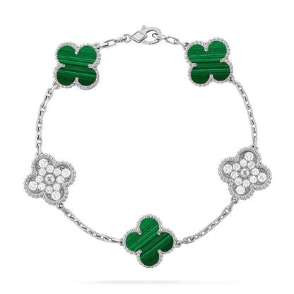 [Shinejoy] CLOVER 5 MOTIF MALACHITE BRACELET COLLECTION