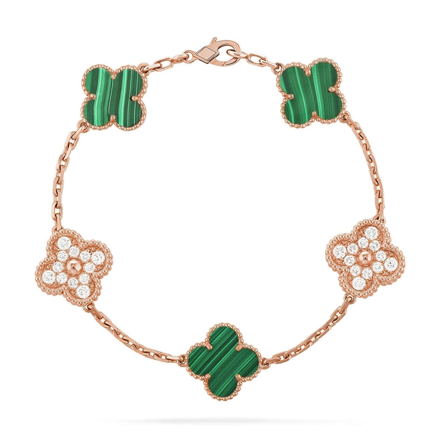 [Shinejoy] CLOVER 5 MOTIF MALACHITE BRACELET COLLECTION