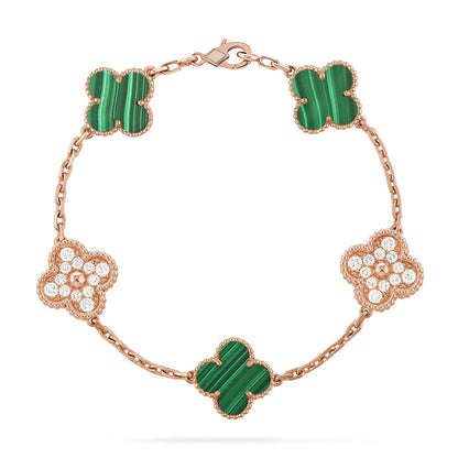 [Shinejoy] CLOVER 5 MOTIF MALACHITE BRACELET COLLECTION