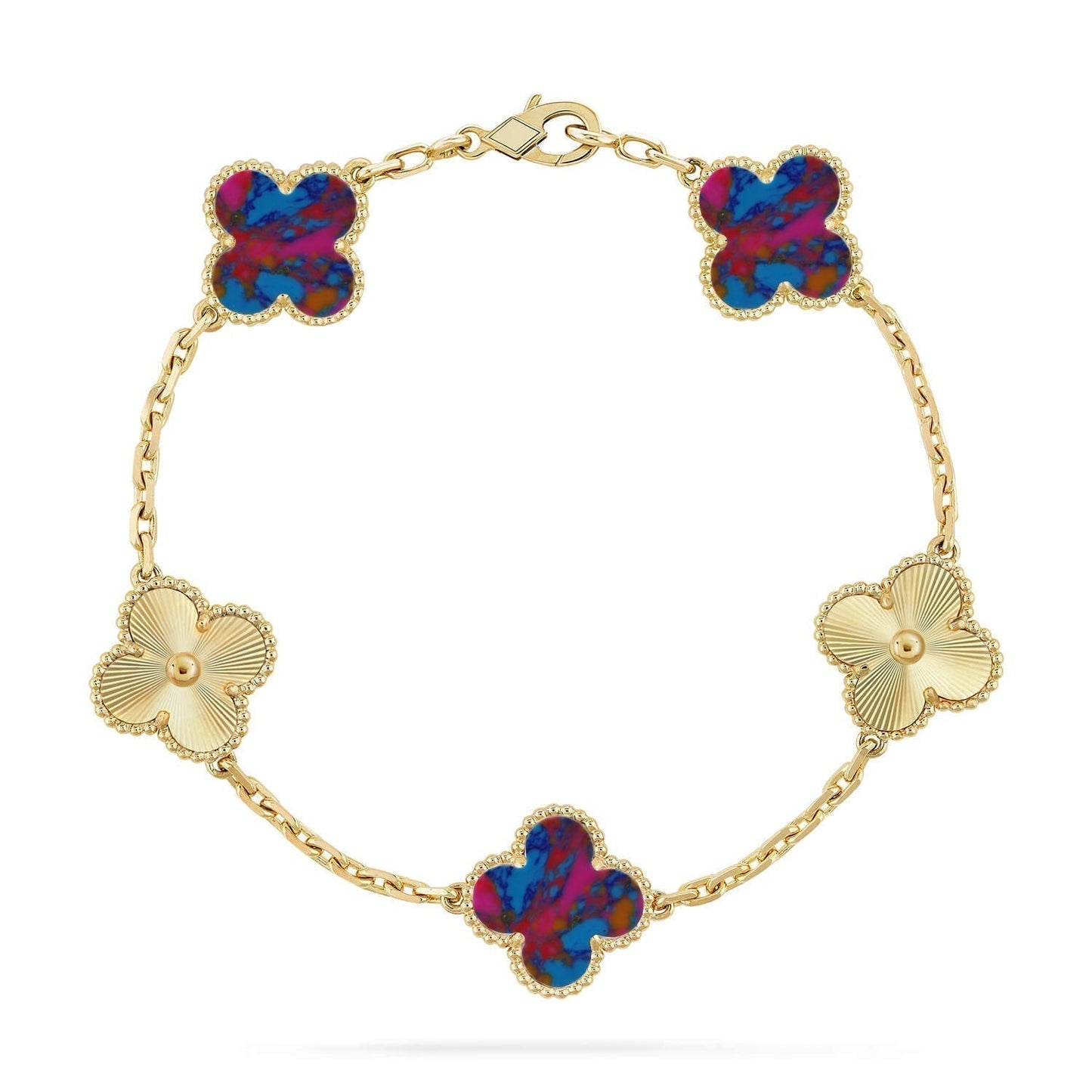 [Shinejoy]CLOVER 5 MOTIF COLOR GEMSTONES BRACELET COLLECTION