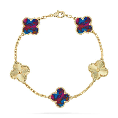 [Shinejoy]CLOVER 5 MOTIF COLOR GEMSTONES BRACELET COLLECTION