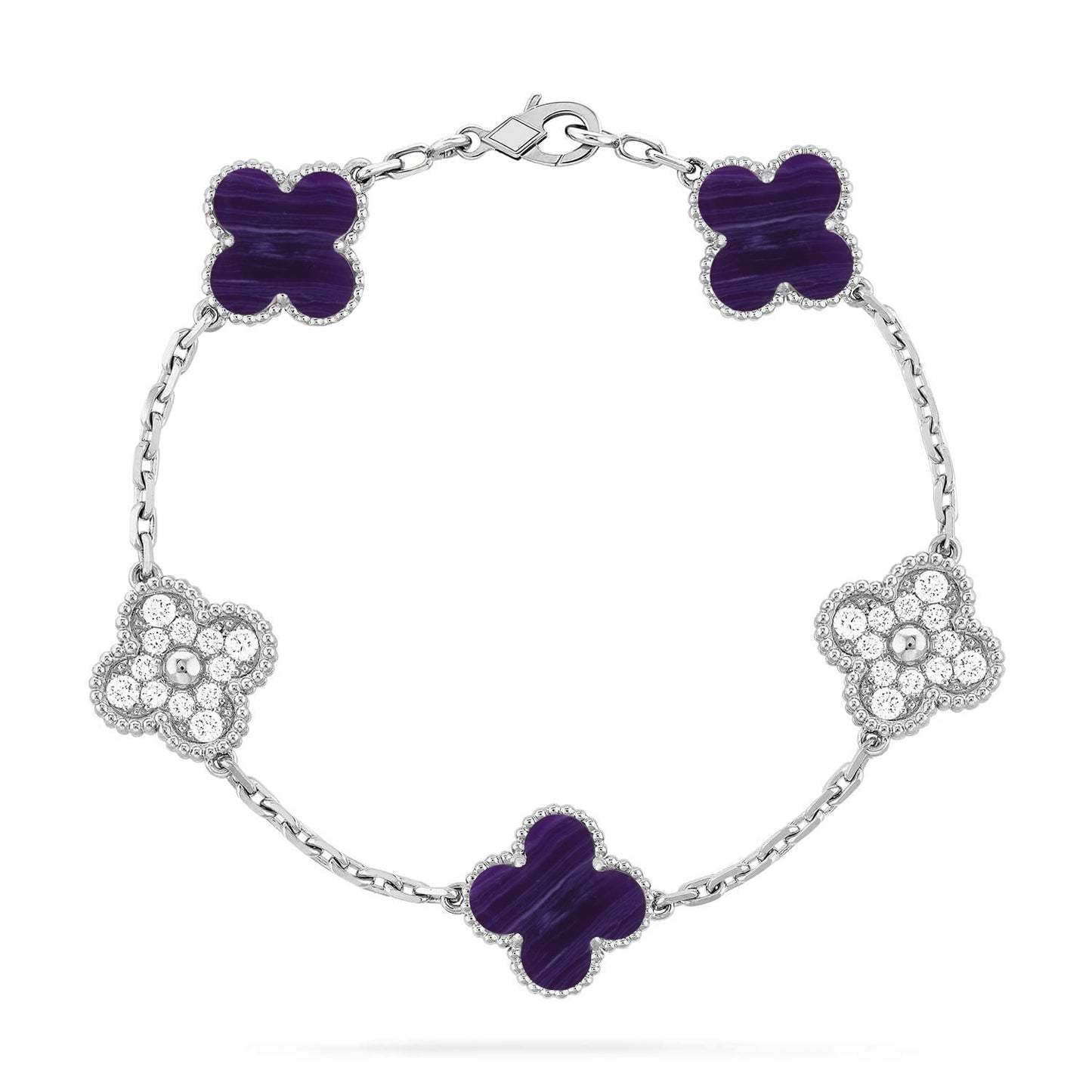 [Shinejoy]CLOVER 5 MOTIF PURPLE STRIPES BRACELET COLLECTION