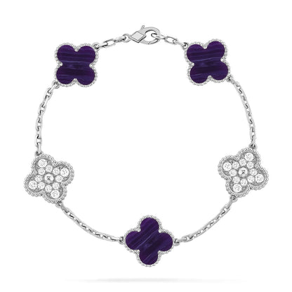[Shinejoy]CLOVER 5 MOTIF PURPLE STRIPES BRACELET COLLECTION