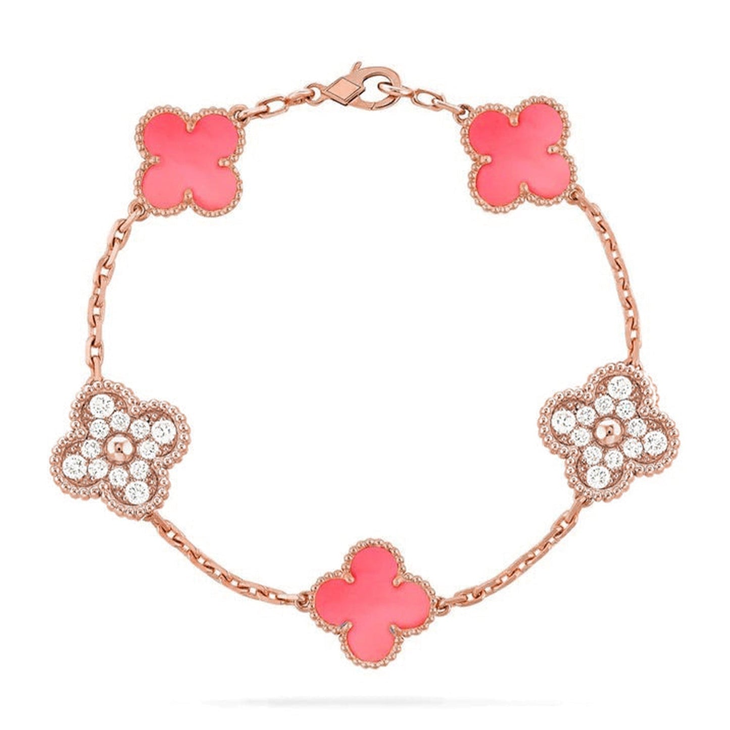 [Shinejoy] CLOVER 5 MOTIFS  PINK MOP BRACELET COLLECTION